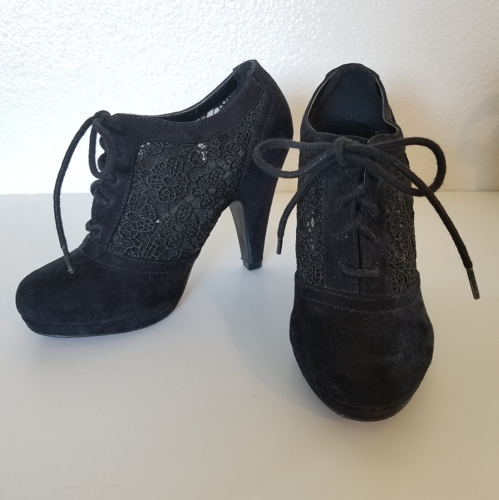 Black Lace Up High Heels